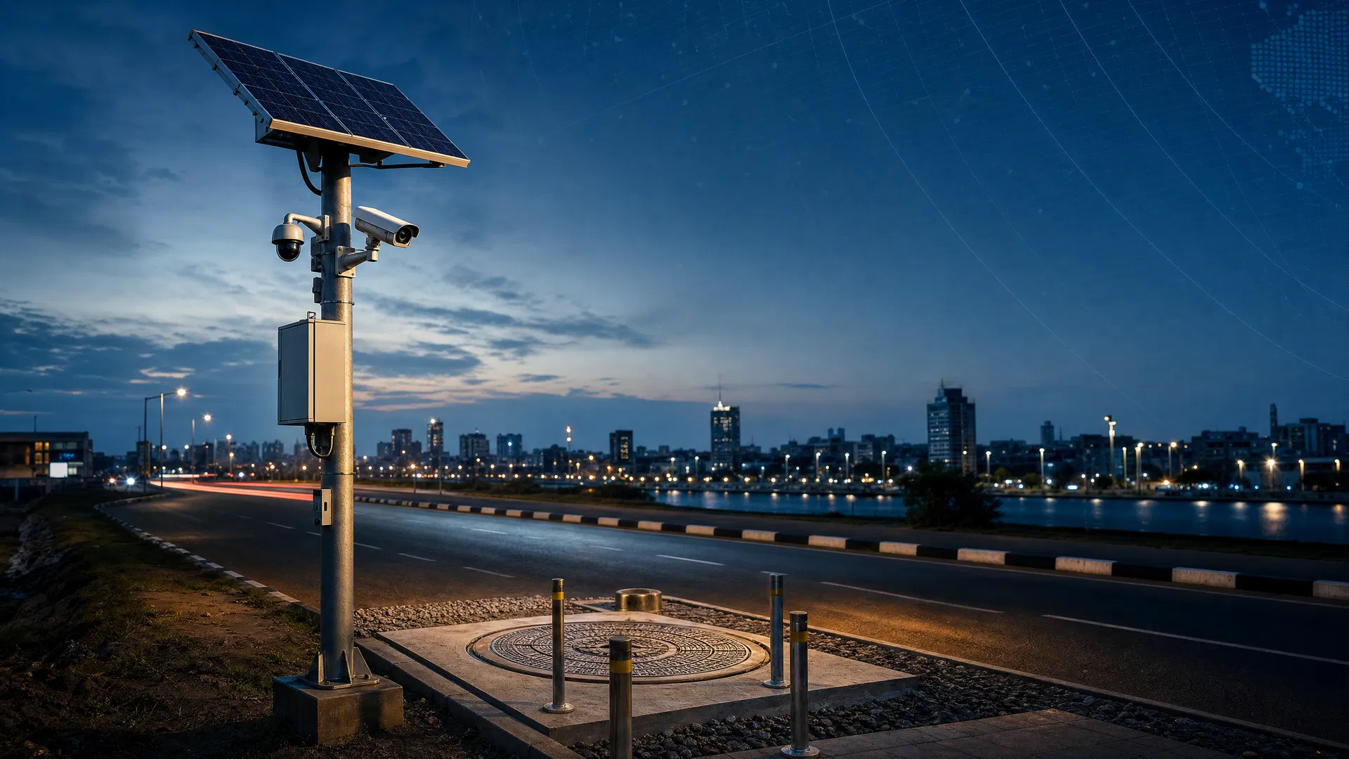 Solar-powered CCTV installation in Cameroon